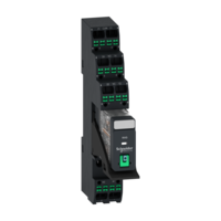 Poperedno zibrane elektromekhanichne rele RXG21BDPVP z Push-in klemamy, 5A, 2CO, bez LED, z knopkoiu testuvannia, shcho blokuietsia, 24V postiinoho strumu