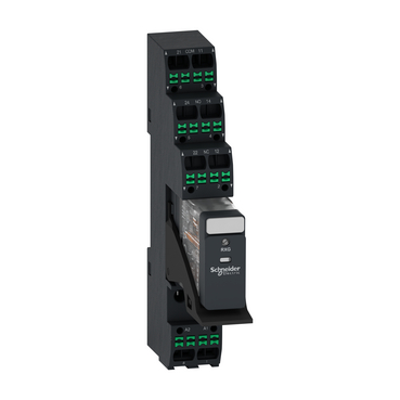 Poperedno zibrane elektromekhanichne rele RXG23P7PVP z Push-in klemamy, 5A, 2CO, z LED, bez blokuvalnoi testovoi knopky, 230V strumu